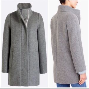 J. Crew Gray Wool Blend Stand-Collar Pea Coat